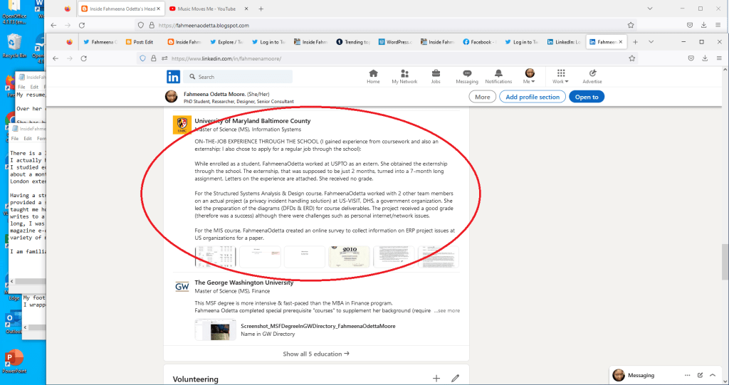 Fahmeena Odetta Moore UMBC Education