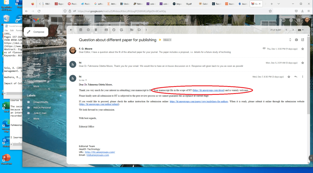 Response from Health Technology Fahmeena Odetta Moore