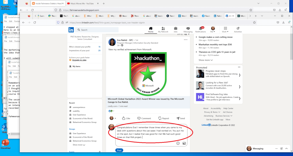 LinkedIn Comment 1 Fahmeena Odetta Moore
