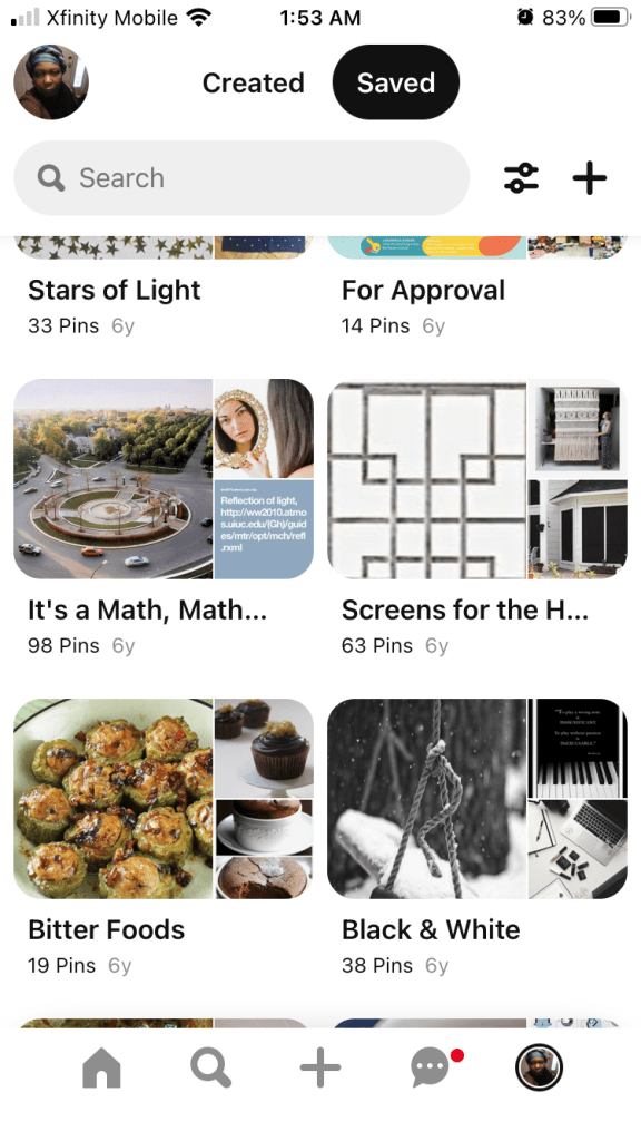 Screenshot of Pinterest Fahmeena Odetta Moore