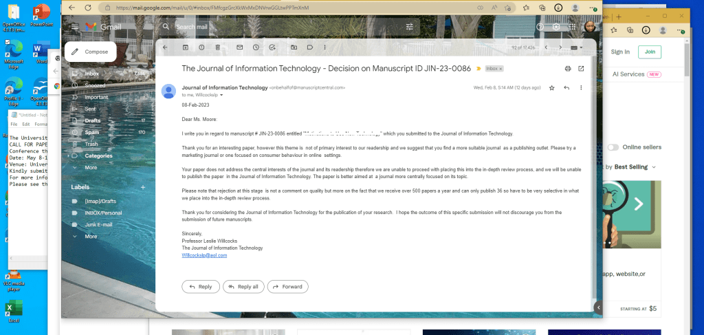 Journal Rejection Letter Fahmeena Odetta Moore