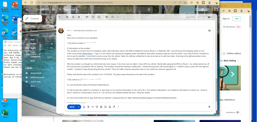 Car accident information Fahmeena Odetta Moore