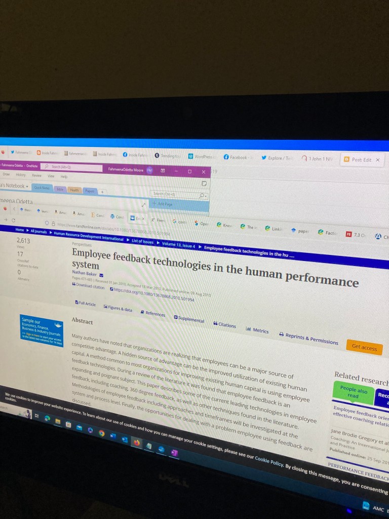 Photo of screen showing article on Employee Feedback Technologies