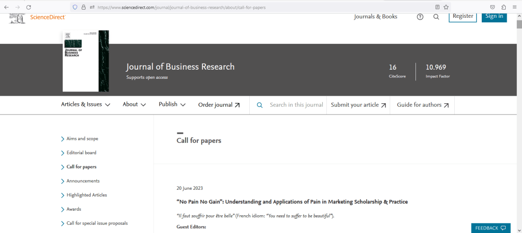 JBR Call for Papers 6/20/2023