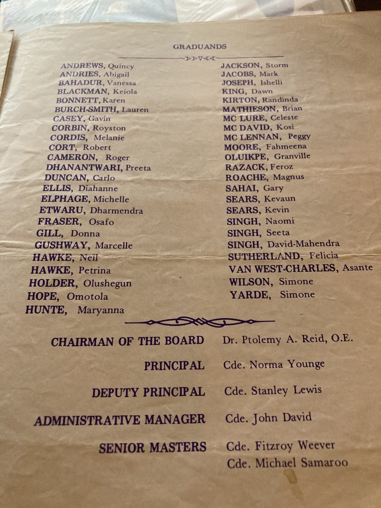 PC Graduation Program Graduands Fahmeena Odetta Moore