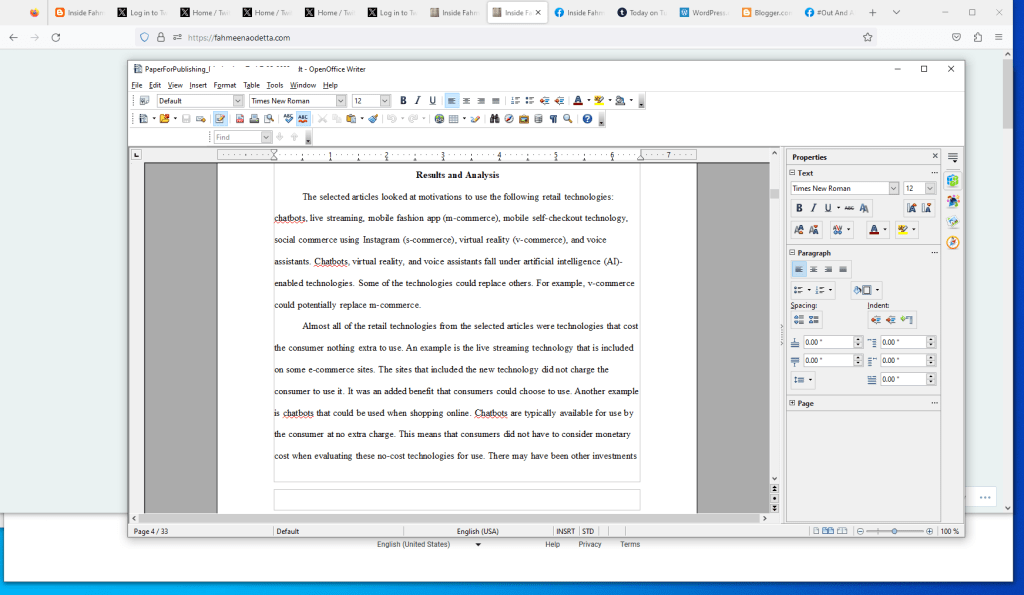 Excerpt of paper by Fahmeena Odetta Moore