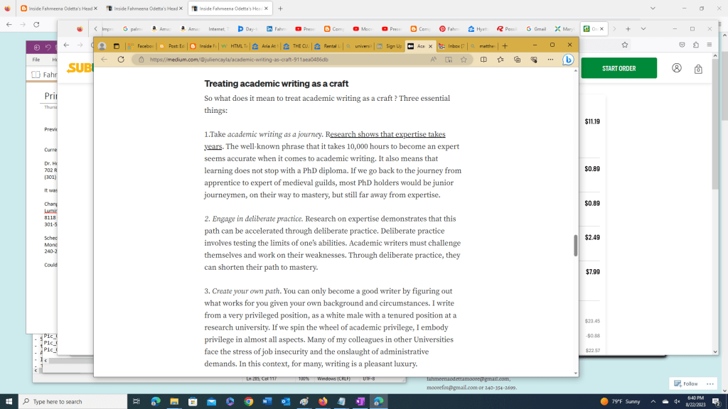 Blog post on academic writing