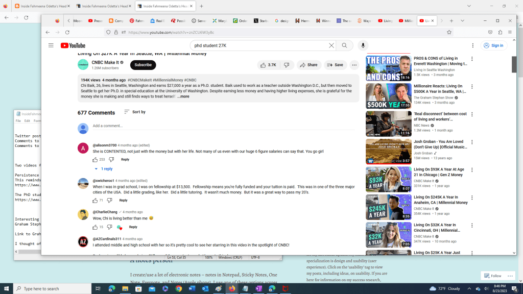 Screenshot showing comments to CNBC YouTube video "Living On $27K A Year In Seattle, WA"