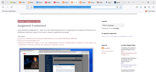 Screenshot from blog