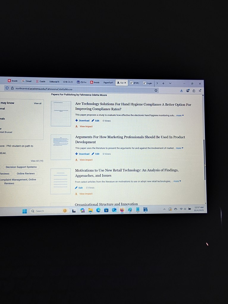 Screenshot showing paper names and links