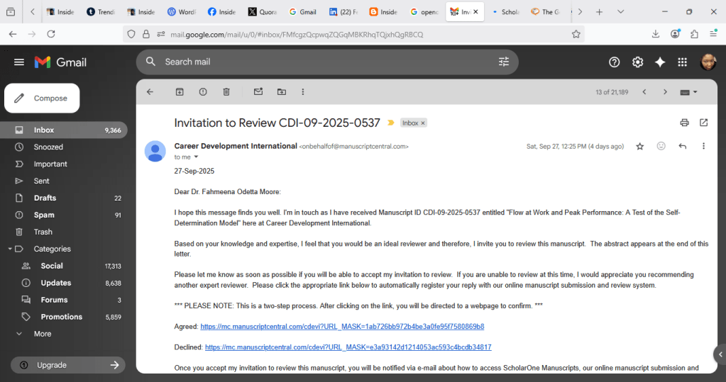 Screenshot showing details of email