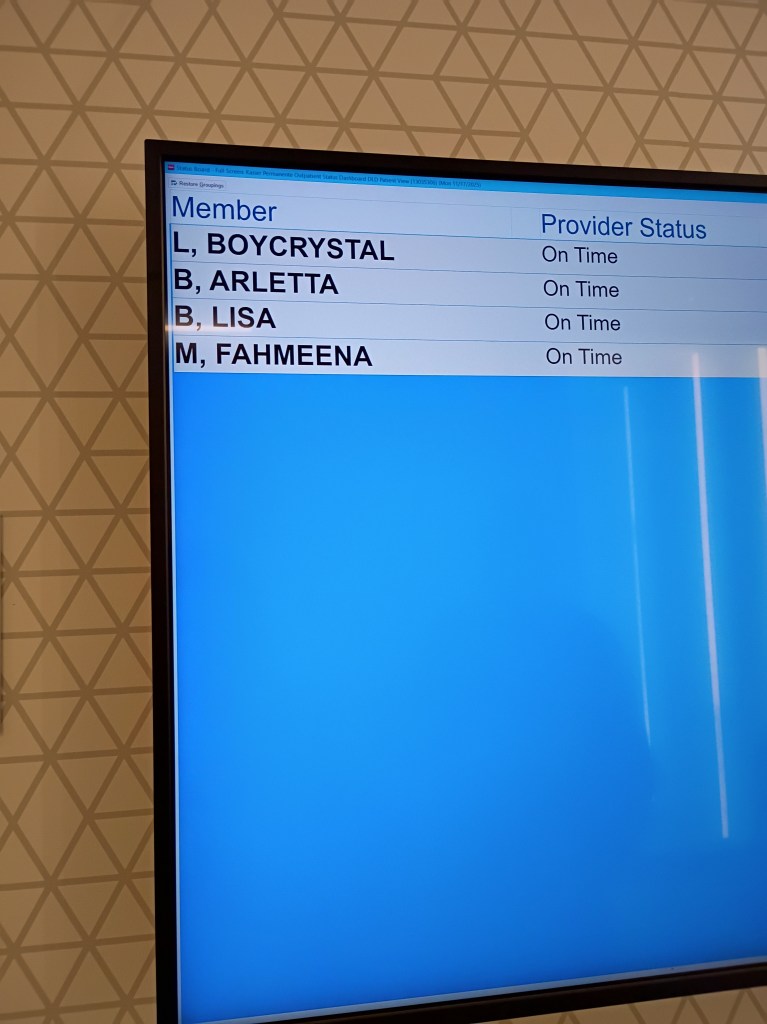 Dashboard showing name