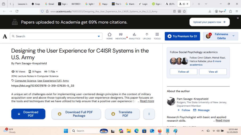 Screenshot of UX paper