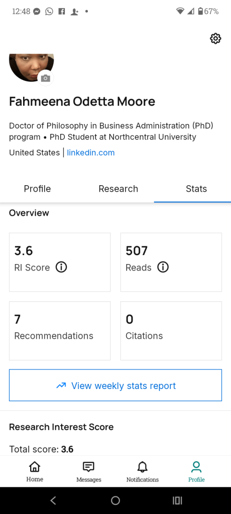 ResearchGate statistics