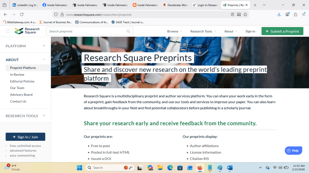 Research Square website