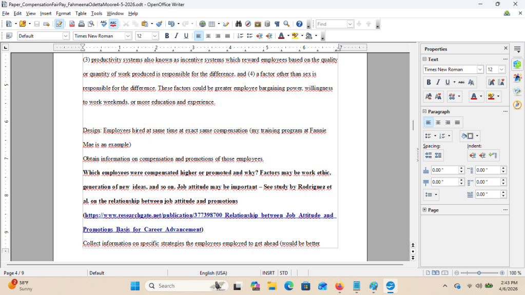 Compensation paper by Fahmeena Odetta Moore