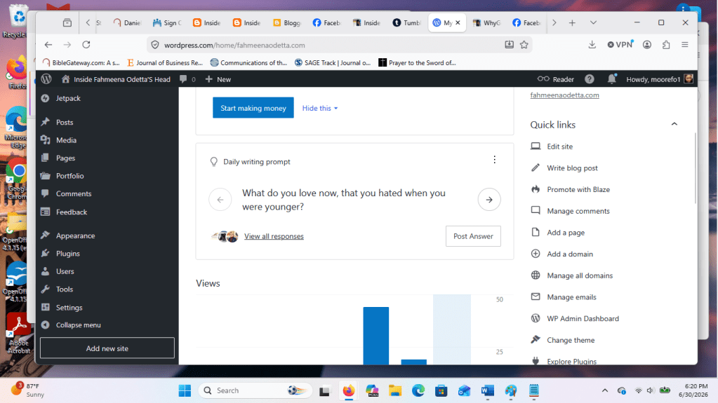 Screenshot showing writing prompt