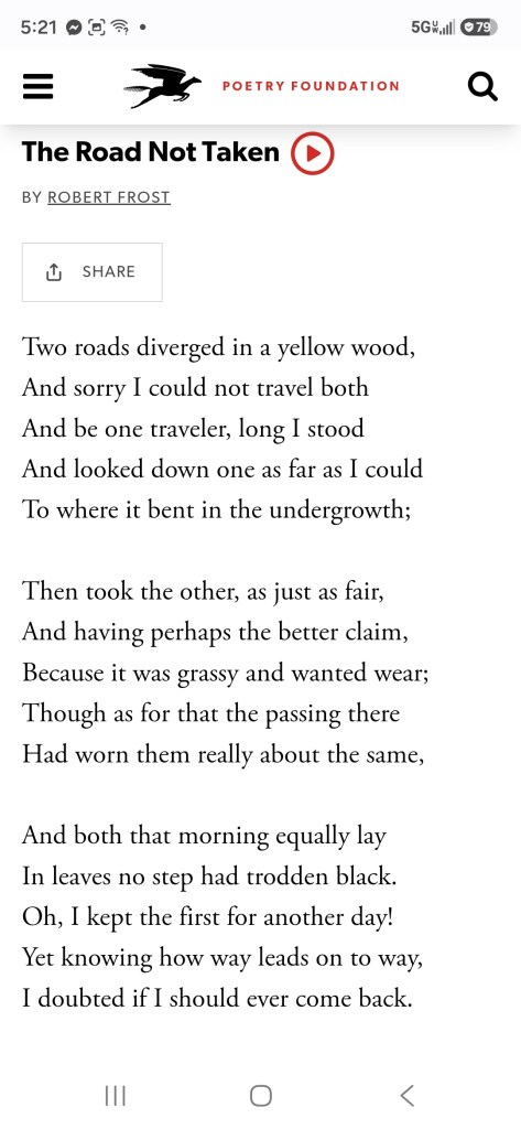 Poem The Road Not Taken