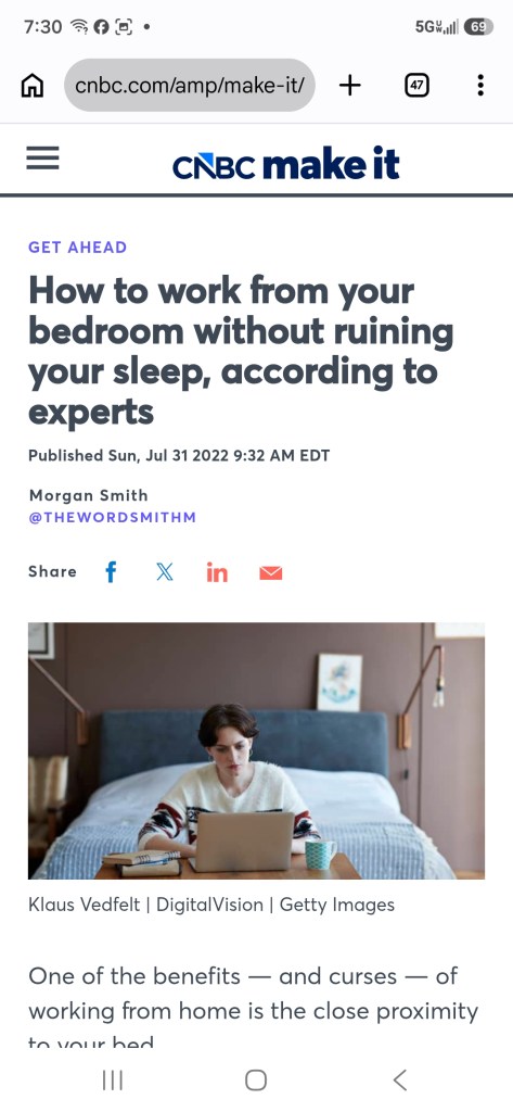 Screenshot working from bedroom